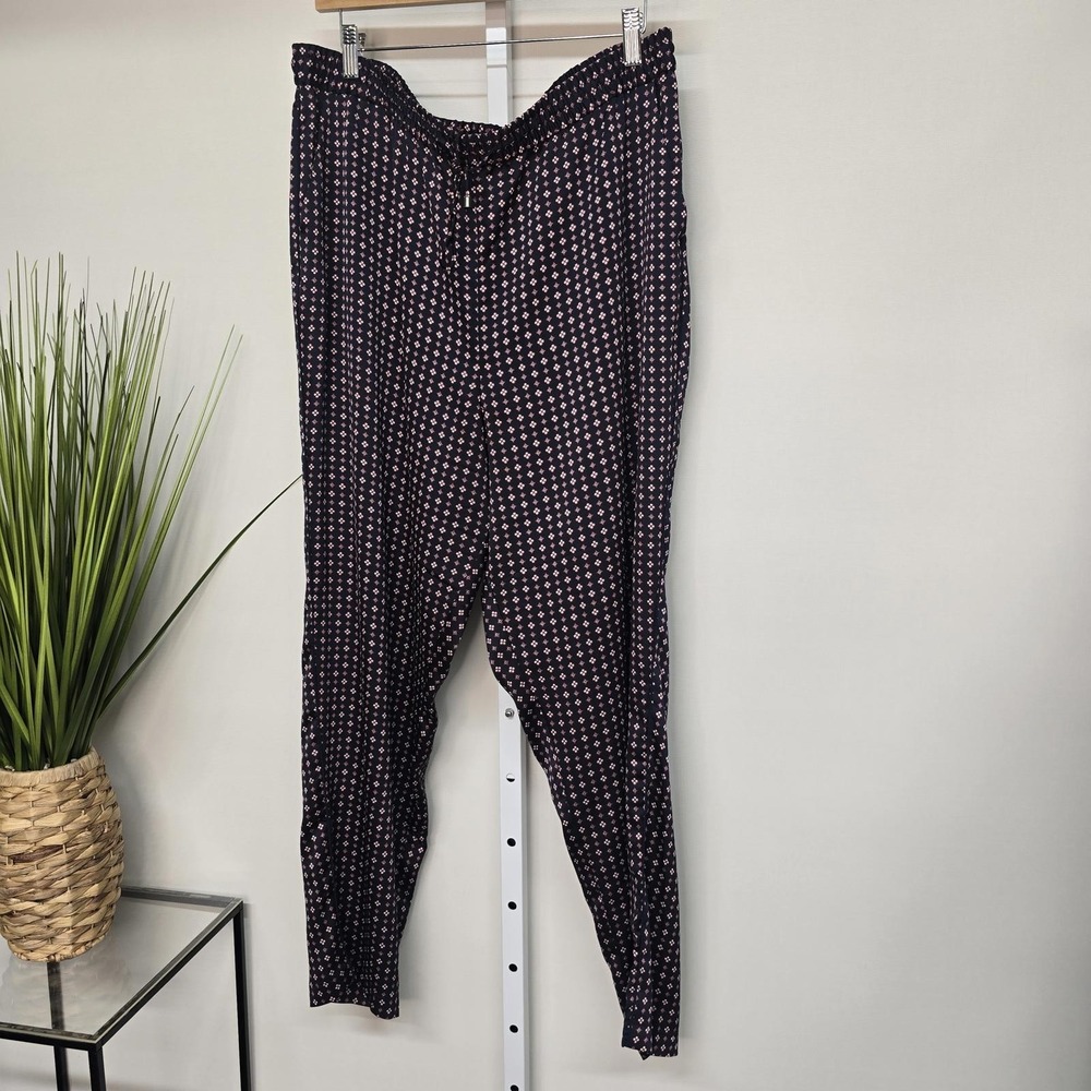 1.STATE Womens XL‎ Navy Blue Geometric Print Jogger Pants Elastic Waist Relaxed